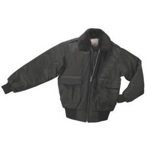 BLACK Police Bomber with Fur Collar